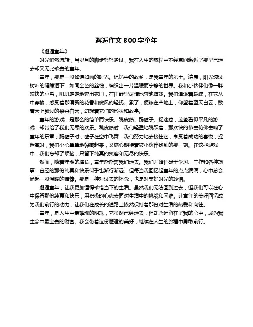 邂逅作文800字童年