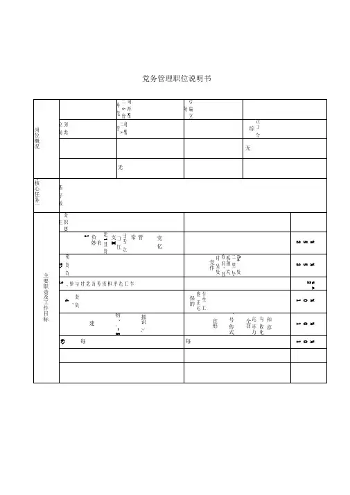 党务管理职位说明书