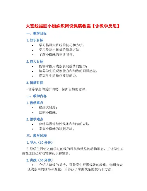 大班线描画小蜘蛛织网说课稿教案【含教学反思】