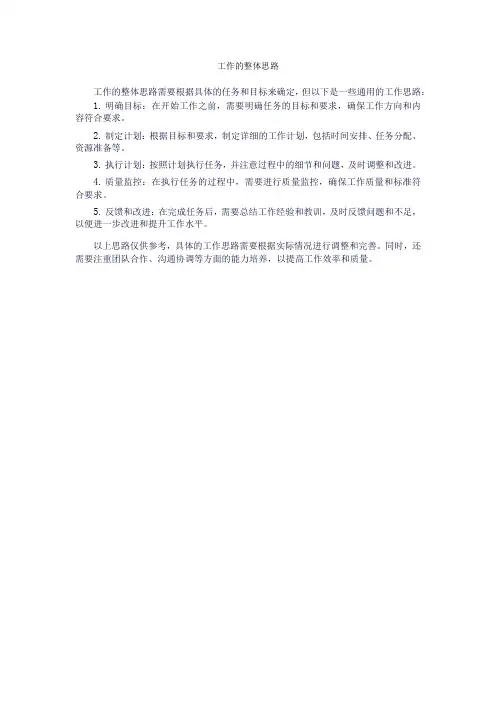 工作的整体思路