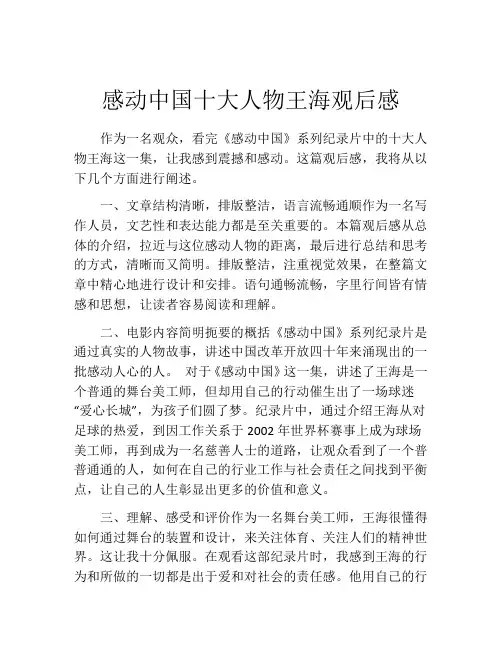 感动中国十大人物王海观后感