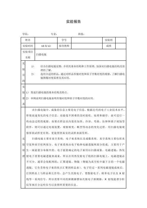 扫描电镜实验报告