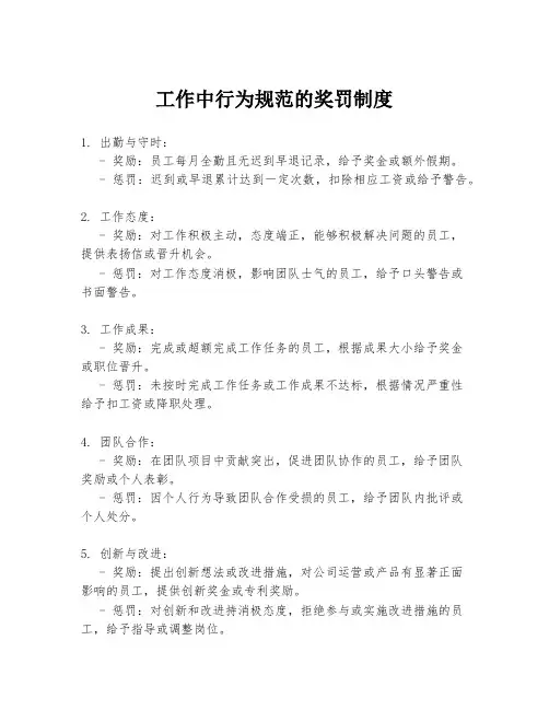 工作中行为规范的奖罚制度