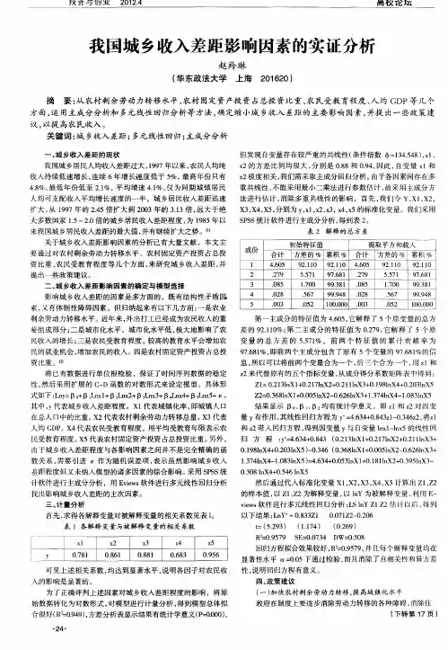 我国城乡收入差距影响因素的实证分析