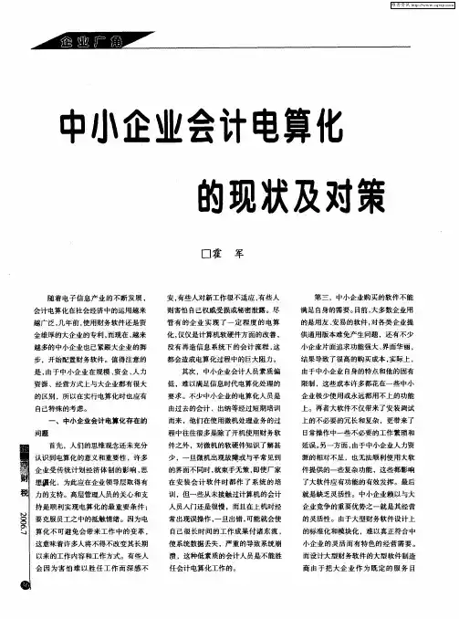 中小企业会计电算化的现状及对策