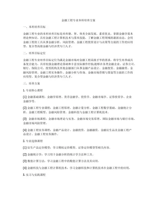 金融工程专业本科培养方案