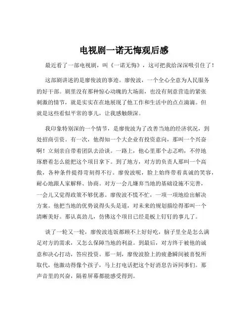 电视剧一诺无悔观后感