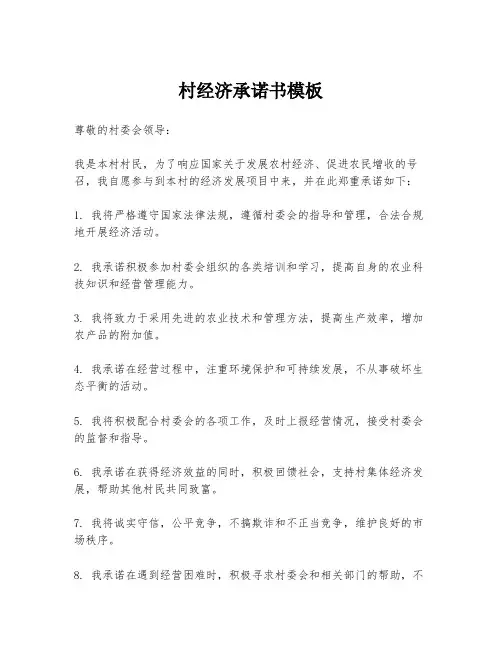 村经济承诺书模板