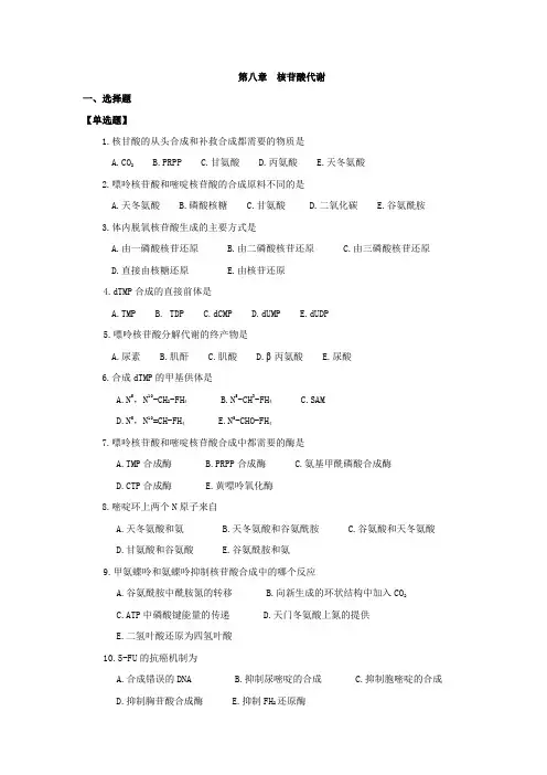 第八章  核苷酸代谢汇总