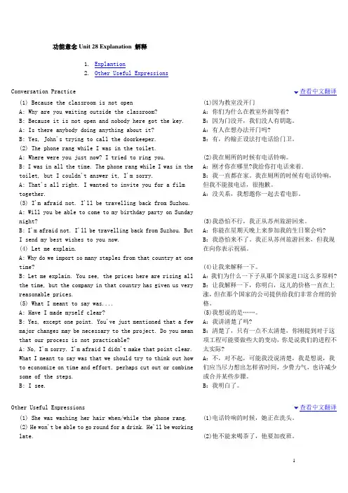 功能意念Unit 28 Explanation 解释