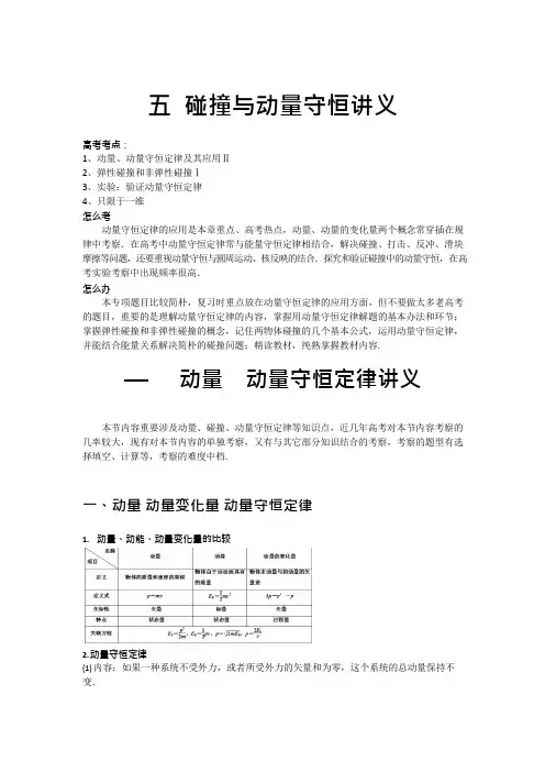 五碰撞与动量守恒讲义