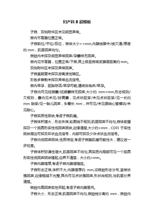 妇产科B超模板