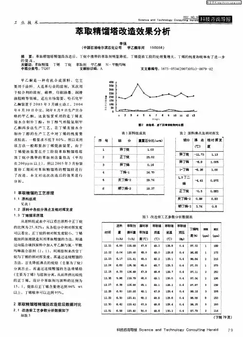 萃取精馏塔改造效果分析