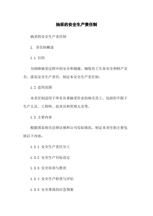 抽采的安全生产责任制