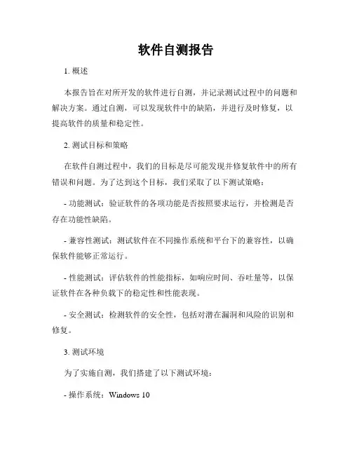 软件自测报告