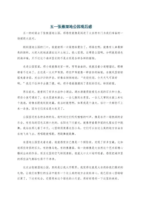 五一张掖湿地公园观后感