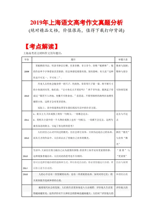 2019年上海语文高考作文真题分析(31页)