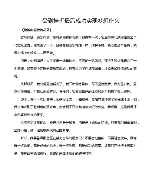 受到挫折最后成功实现梦想作文