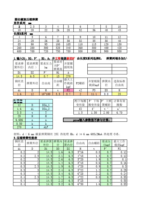 弹簧设计技术参数计算