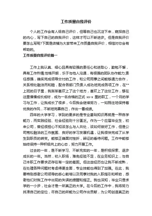 工作质量自我评价