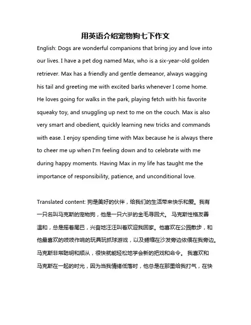 用英语介绍宠物狗七下作文