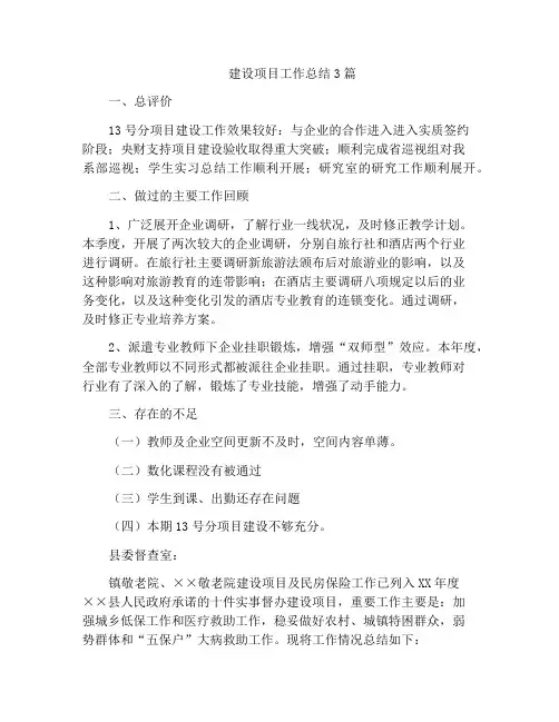 建设项目工作总结3篇