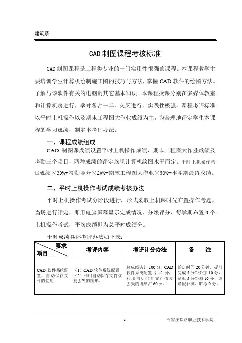 CAD考核标准