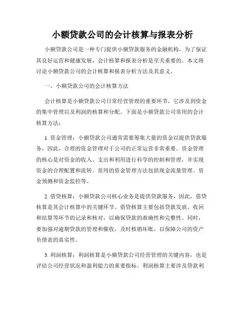 小额贷款公司的会计核算与报表分析