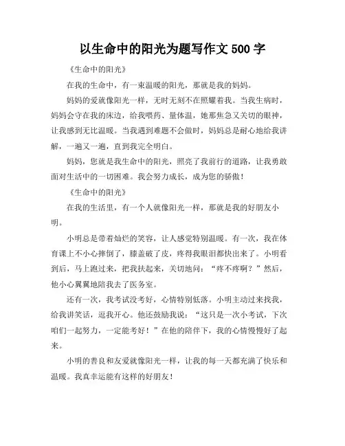 以生命中的阳光为题写作文500字