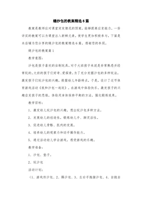 缝沙包的教案精选6篇