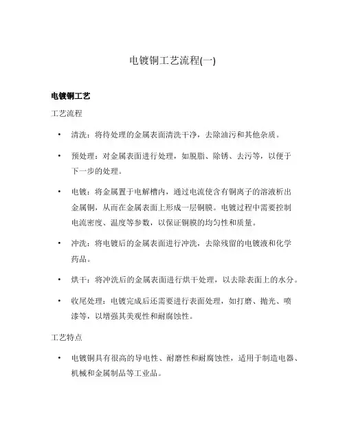 电镀铜工艺流程(一)