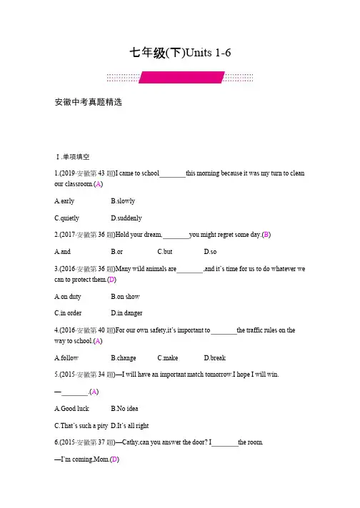 中考英语总复习七年级(下)Units 1-6 教材知识梳理 