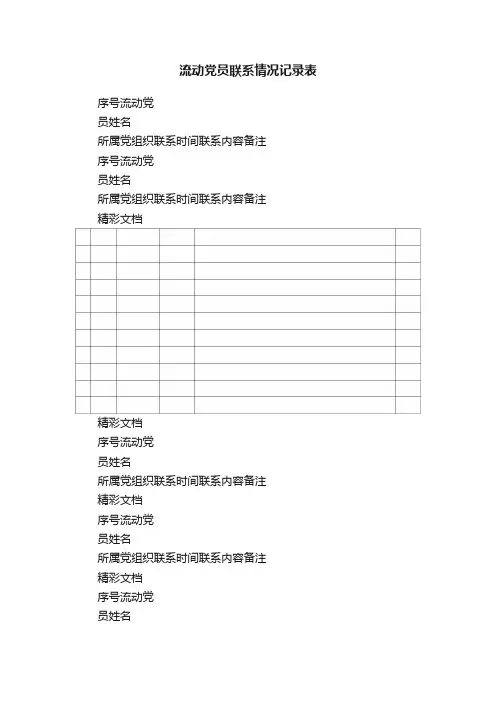 流动党员联系情况记录表