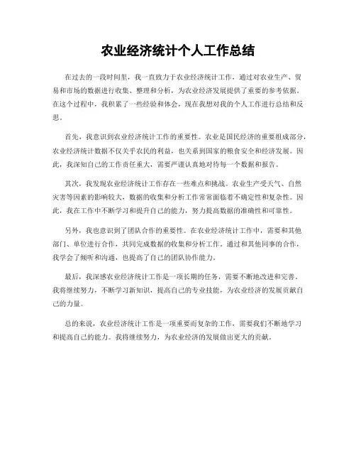 农业经济统计个人工作总结