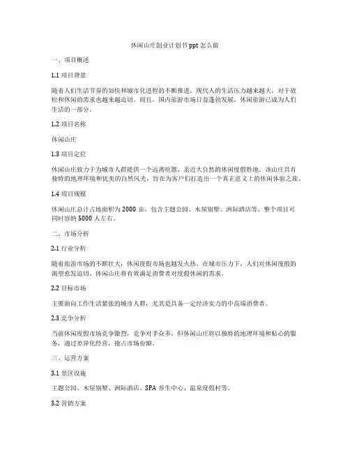休闲山庄创业计划书ppt怎么做