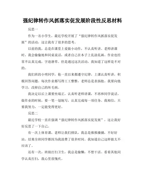 强纪律转作风抓落实促发展阶段性反思材料