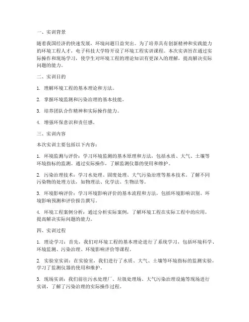 电子科大环境工程实训报告