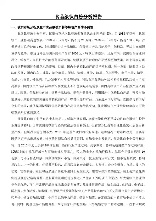 食品级钛白粉研究分析报告