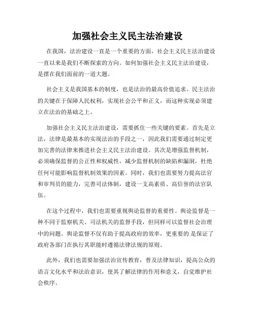 加强社会主义民主法治建设