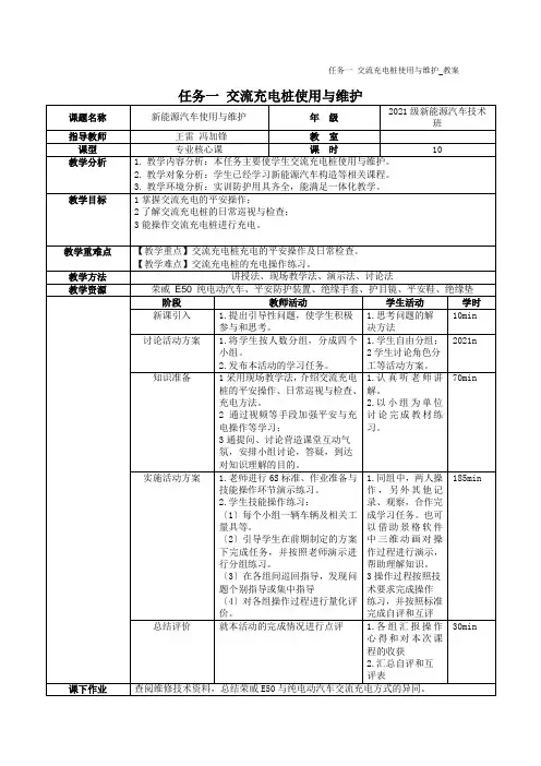 新能源汽车技术专业《交流充电桩使用与维护》