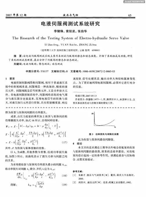 电液伺服阀测试系统研究