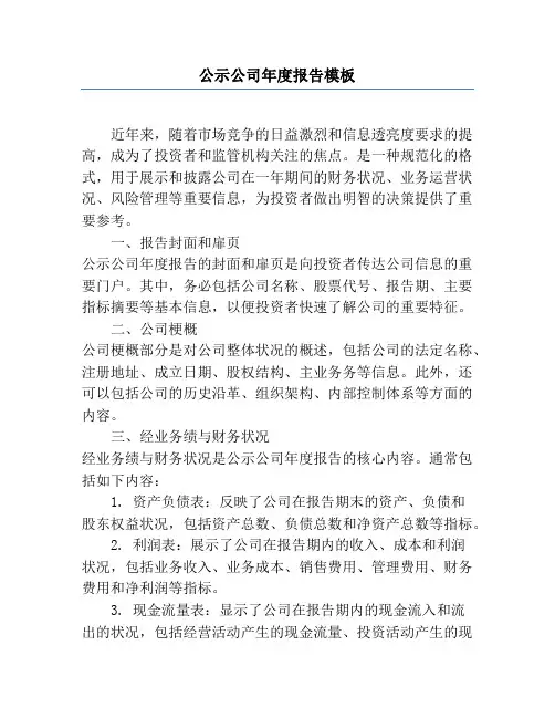 公示公司年度报告模板