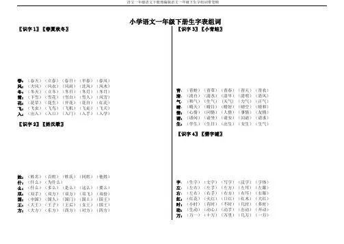 部编版语文一年级语文下册部编版语文一年级下生字组词带笔顺