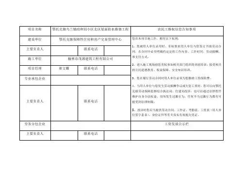农民工维权信息告示牌