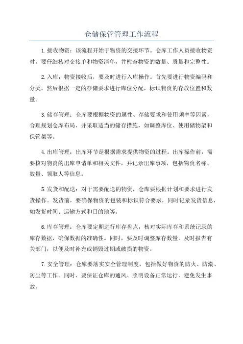 仓储保管管理工作流程