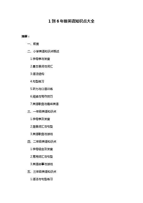 1到6年级英语知识点大全