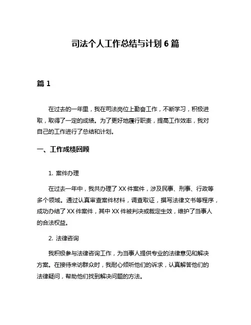 司法个人工作总结与计划6篇