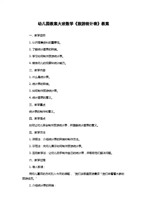 幼儿园教案大班数学《旅游统计表》教案