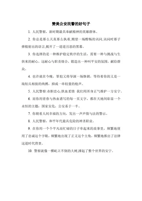 赞美公安民警的好句子