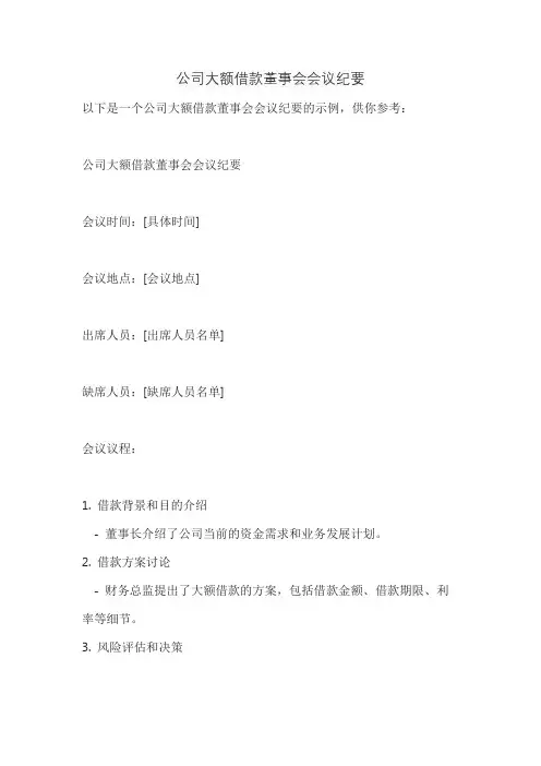 公司大额借款董事会会议纪要
